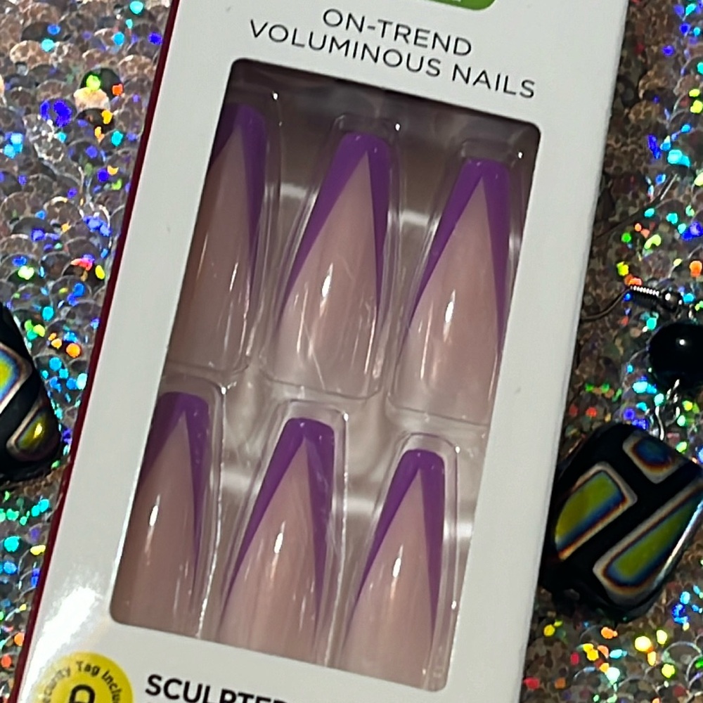 Kiss Neon Purple Sculpted Voluminous Glue on Nails 24ct